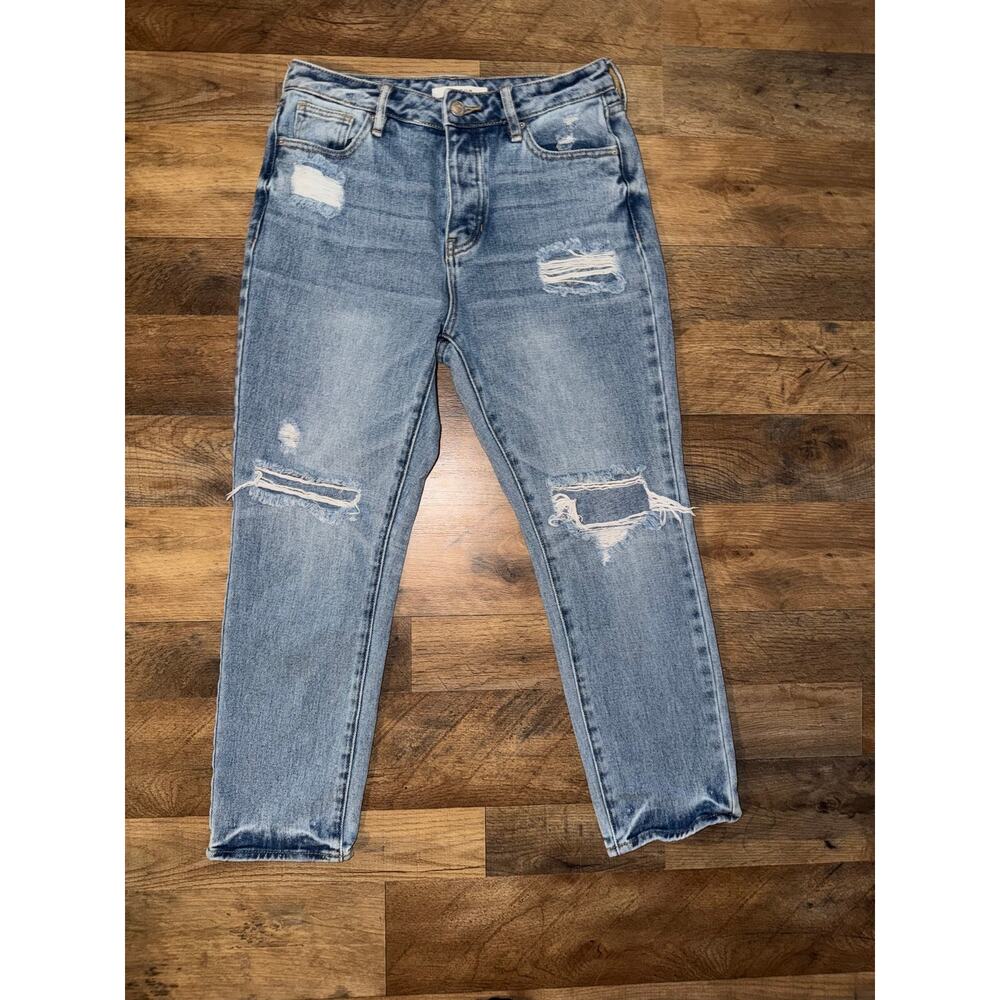 PACSUN women’s button closure distressed mom blue jeans - Picture 12 of 14